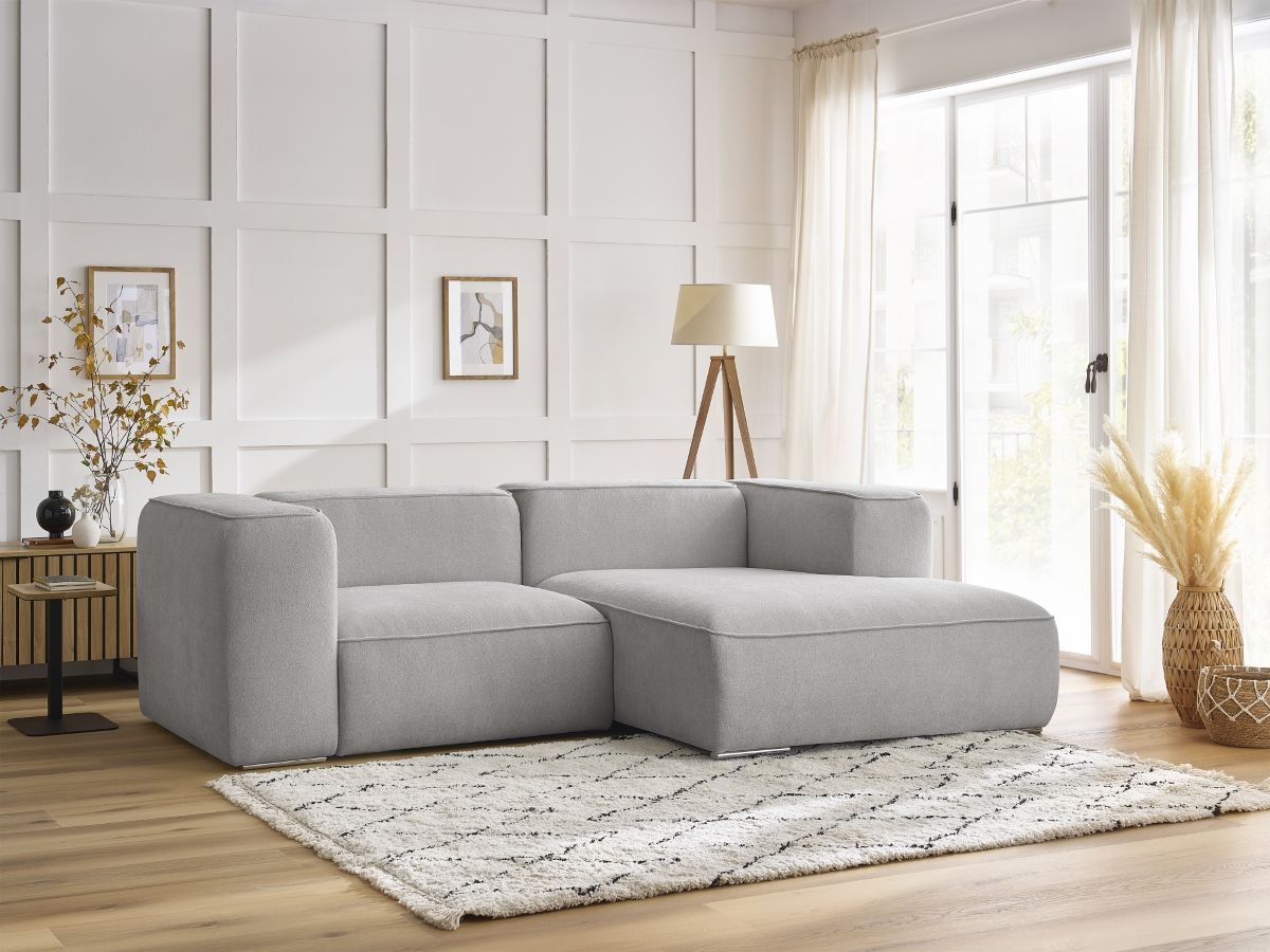 Bobochic Zephyr Ecksofa 260 × 165 cm Strukturstoff Hellgrau Ecke rechts