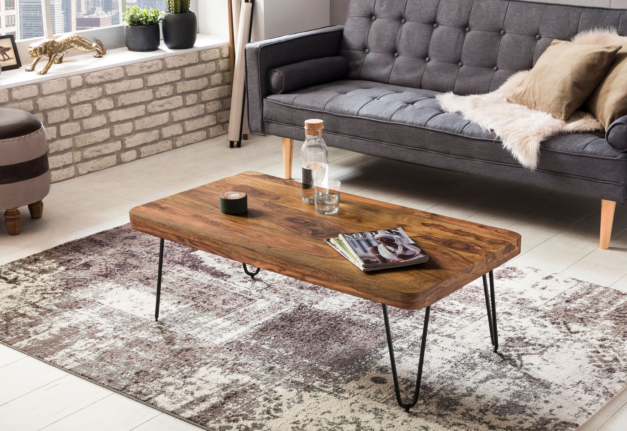 Couchtisch Agdenes Massivholz Sheesham 115 × 60 × 40 cm