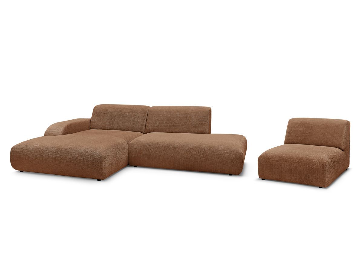 Bobochic Sirius Ecksofa 405 × 170 cm Strukturstoff Orange Ecke links