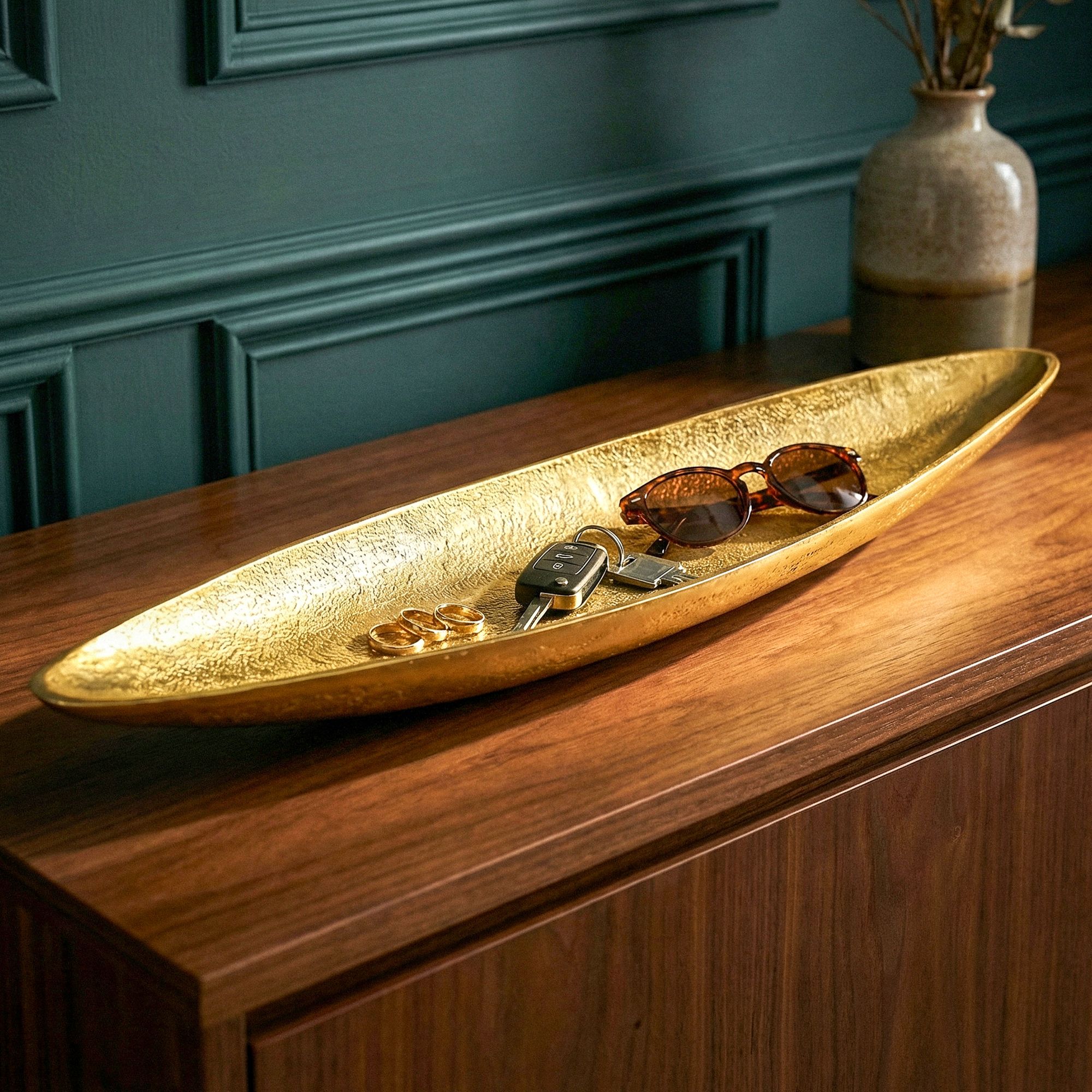 Dekoschale Skjolden Aluminium Gold 80 × 13 × 7 cm