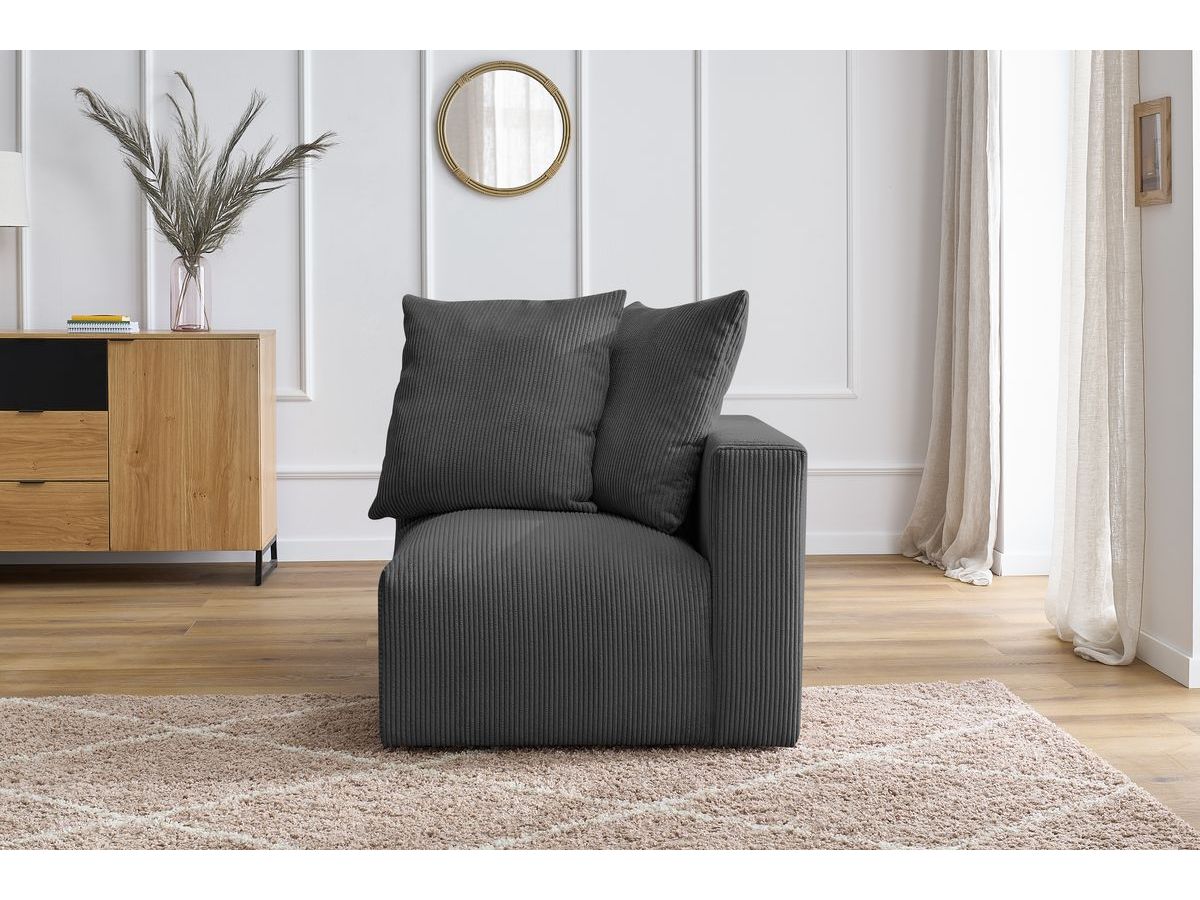 Bobochic Voltaire Eckmodul Cordsamt Dunkelgrau Ecke rechts