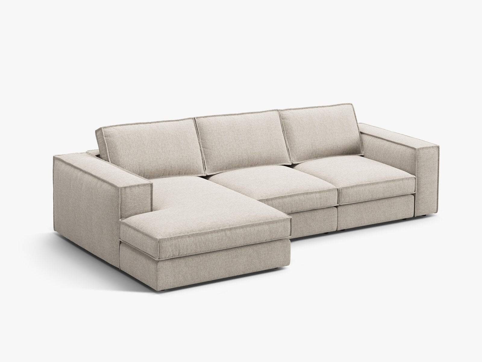 Micadoni modulares Ecksofa Pola 3-Sitzer Links Strukturierter Stoff Babel Sand