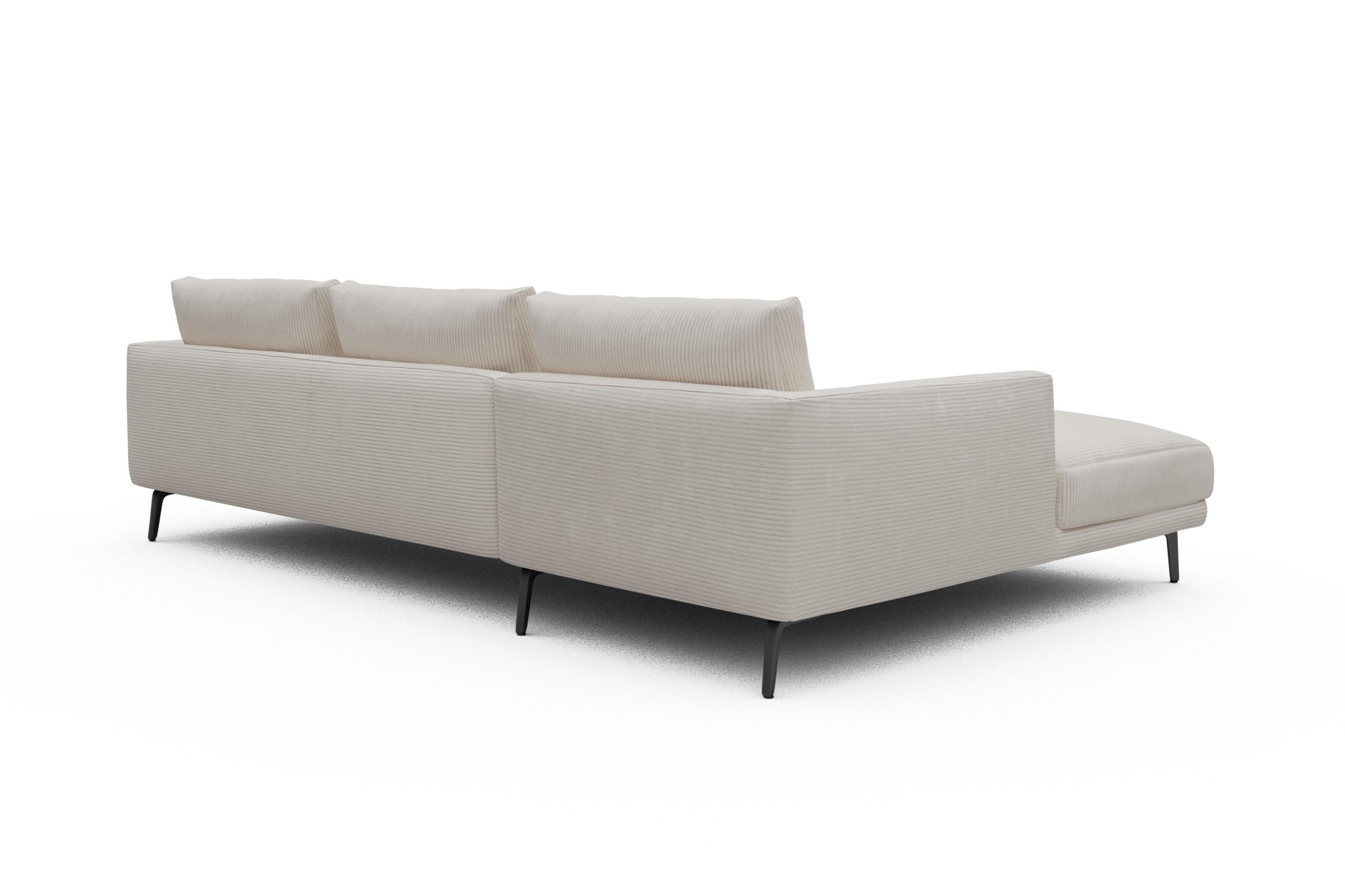 Ecksofa Karl Chaiselongue links mit 2,5-Sitzer Corduroy-Ivory