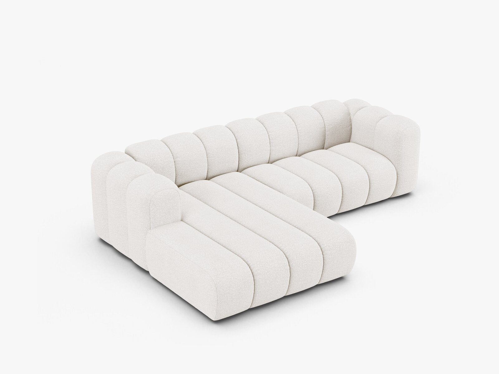 Micadoni Modulares Ecksofa Lupine 4-Sitzer mittelgroß Links Boucle Baloo Weiß