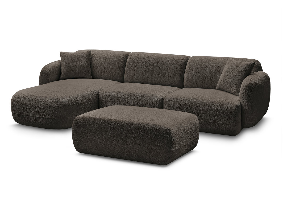 Bobochic Anda Ecksofa mit Pouf 292 × 163 cm Chenille Braun Ecke links