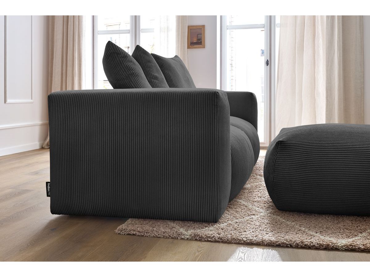 Bobochic Voltaire Sofa 4-Sitzer mit Pouf 248 × 100 cm Cordsamt Dunkelgrau