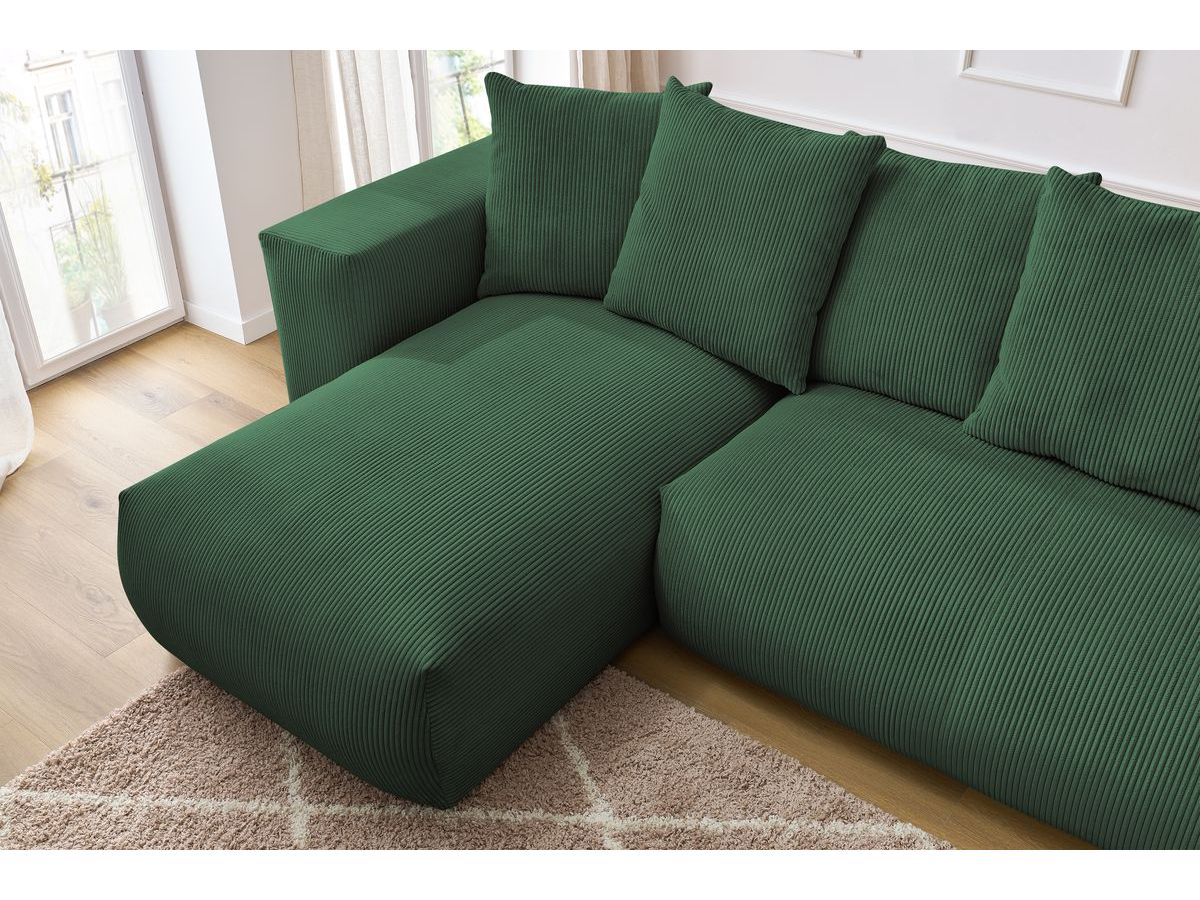 Bobochic Voltaire Wohnlandschaft mit Pouf 356 × 214 cm Cordsamt Grün Ecke links