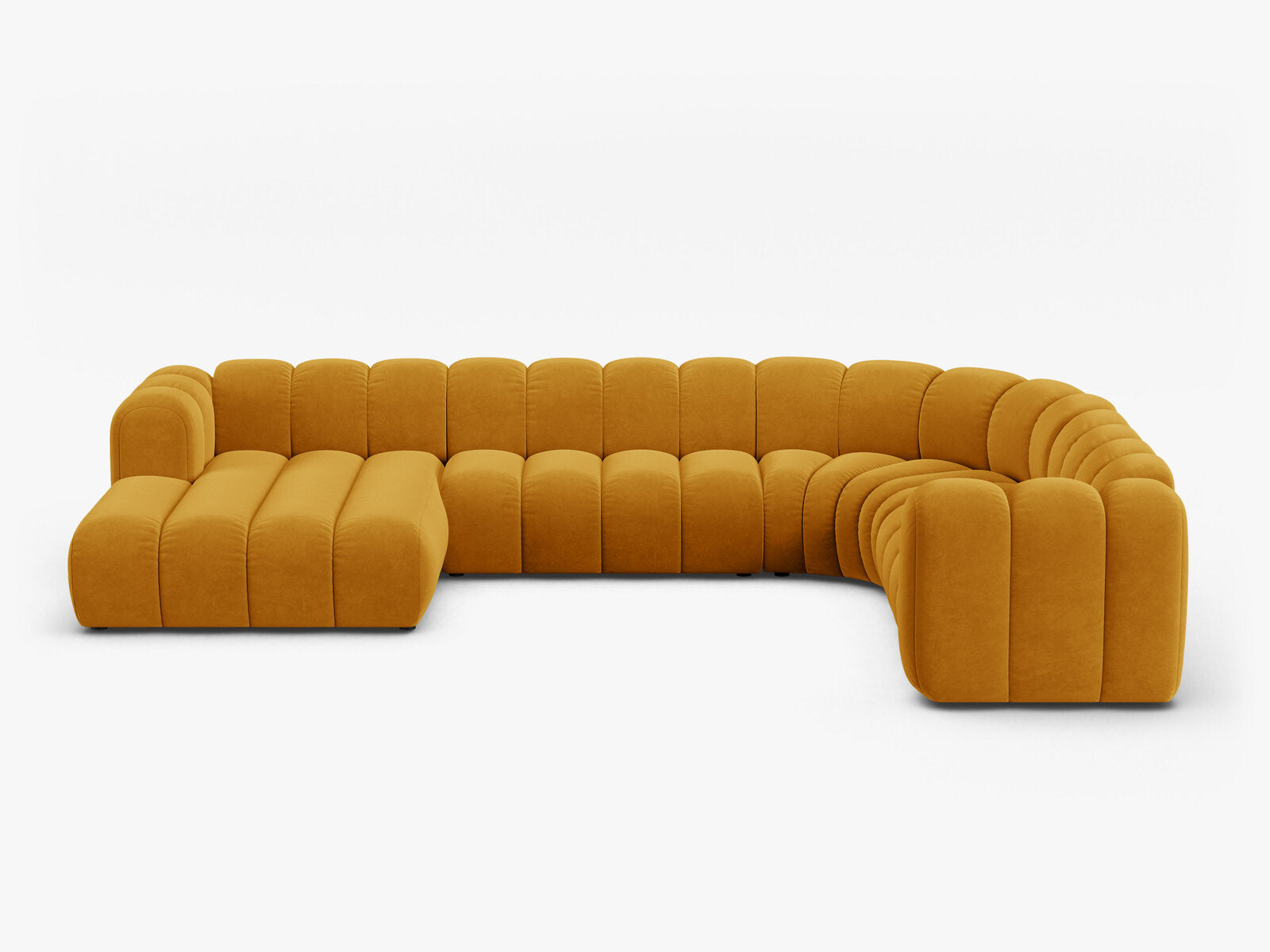 Micadoni Modulares Panorama Ecksofa Lupine 6-Sitzer Rechts Samt Salvador Gelb