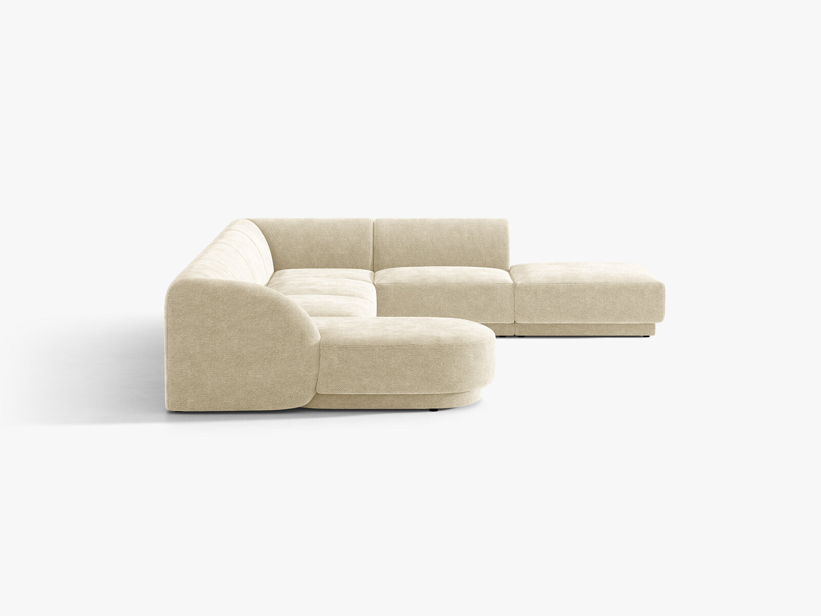 Micadoni Panorama-Ecksofa Miley 6-Sitzer Rechts Chenille Haga Helles Beige