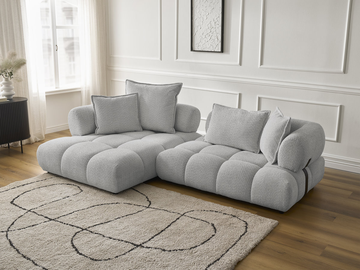 Bobochic Alya Ecksofa Bouclé-Stoff Hellgrau Ecke links