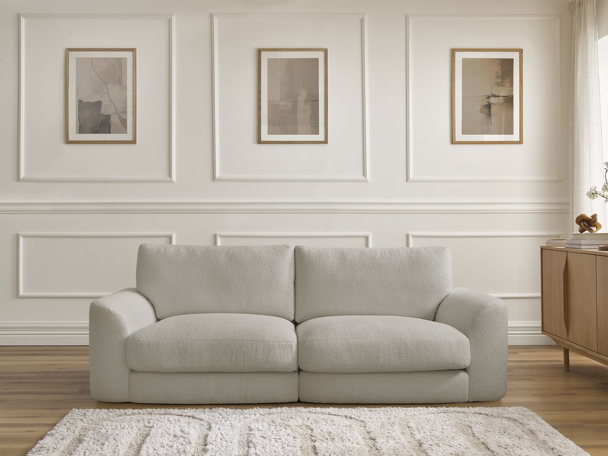 Bobochic Leonore Sofa 3-Sitzer Bouclé-Stoff Taupe