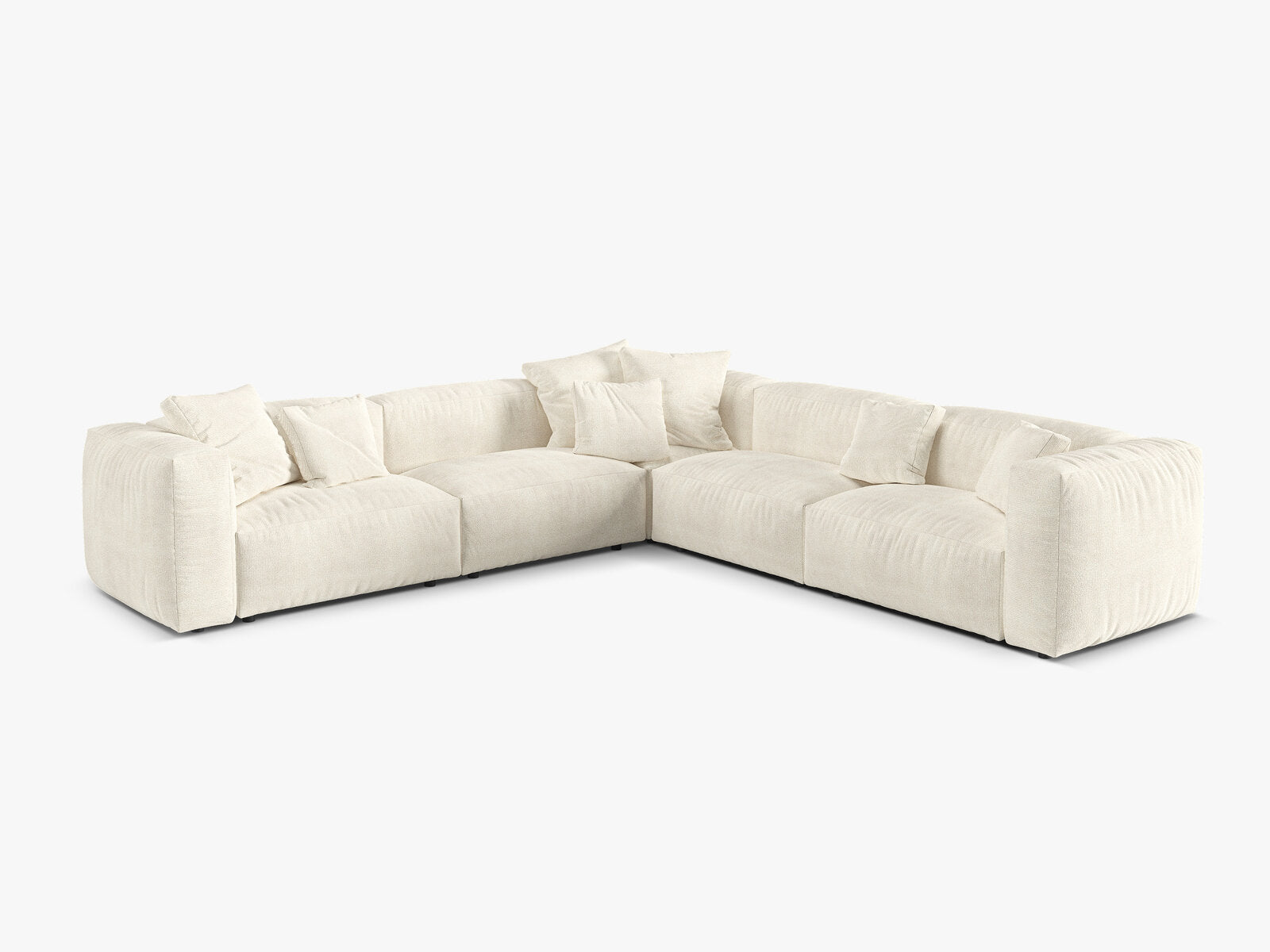Micadoni modulares symmetrisches Ecksofa XL Martina 5-Sitzer Boucle Monet Elfenbein