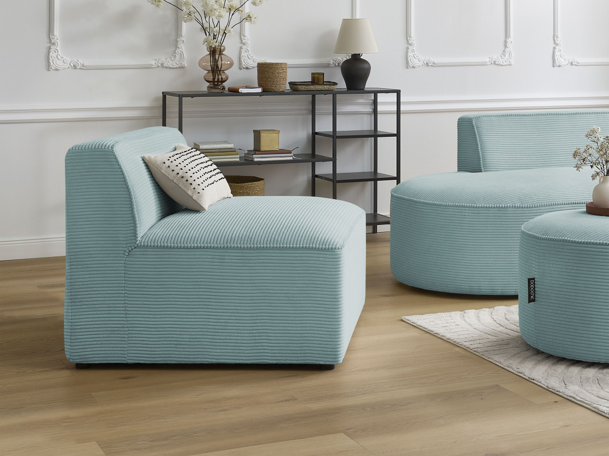 Bobochic Rousseau Sofamodul 1-Sitzer Cordsamt Hellblau