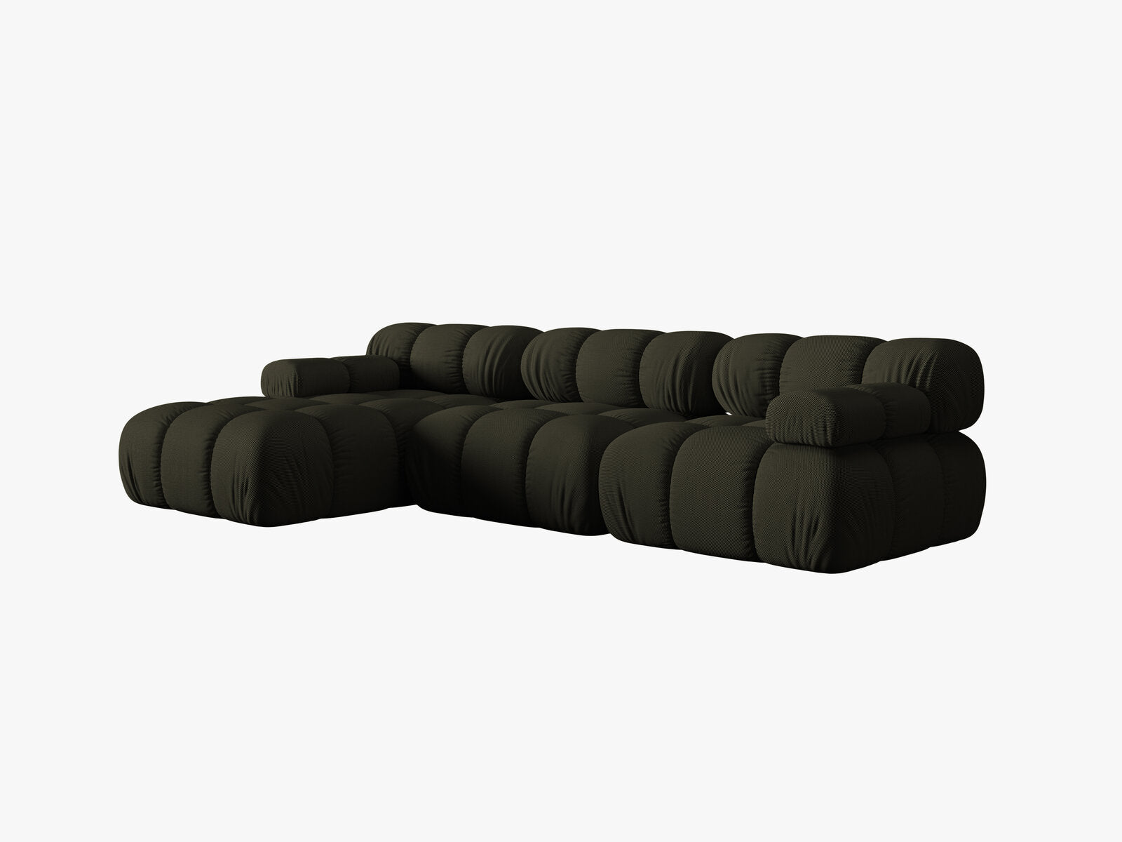 Micadoni Modulares Ecksofa Bellis 4-Sitzer Links 3D-Stoff Sonic Amazonas Grün