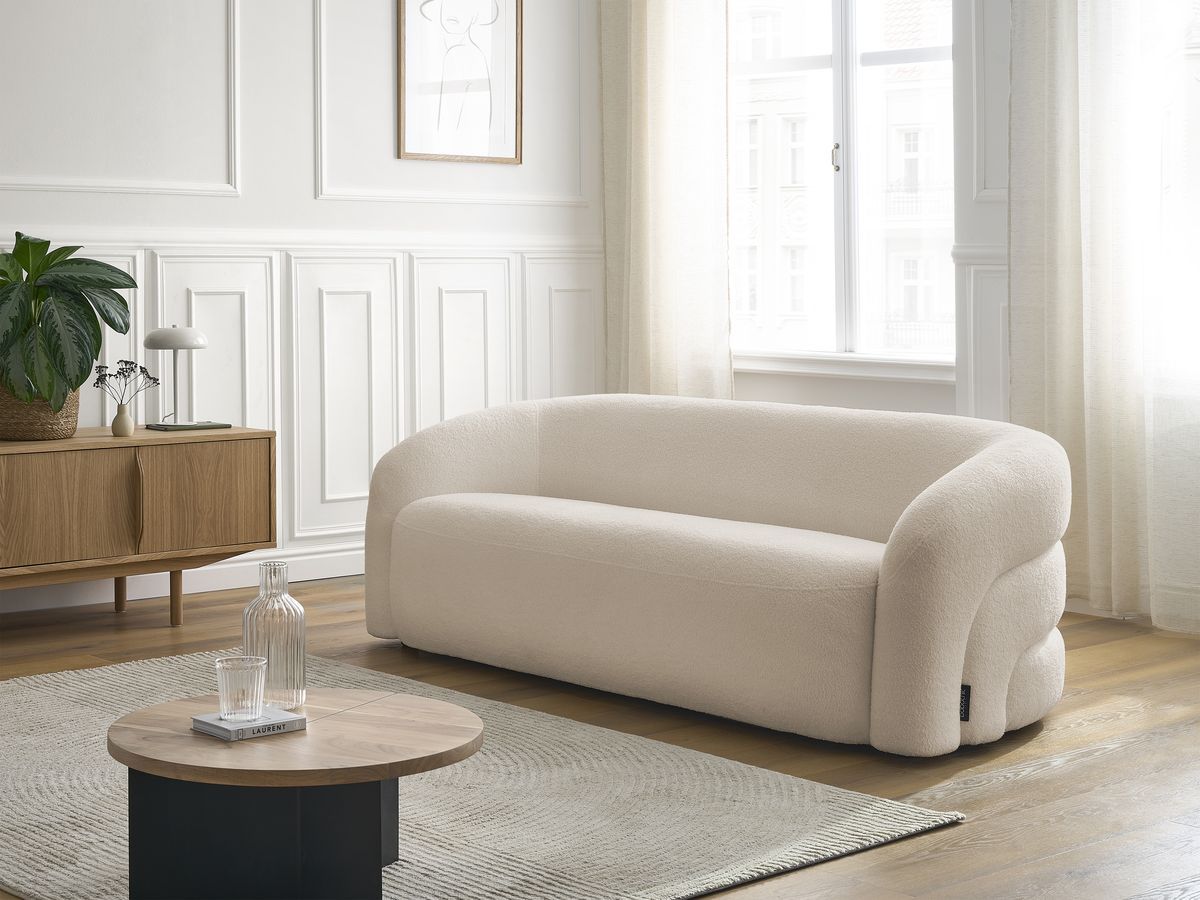 Bobochic Elina Sofa 3-Sitzer Bouclé-Stoff Beige