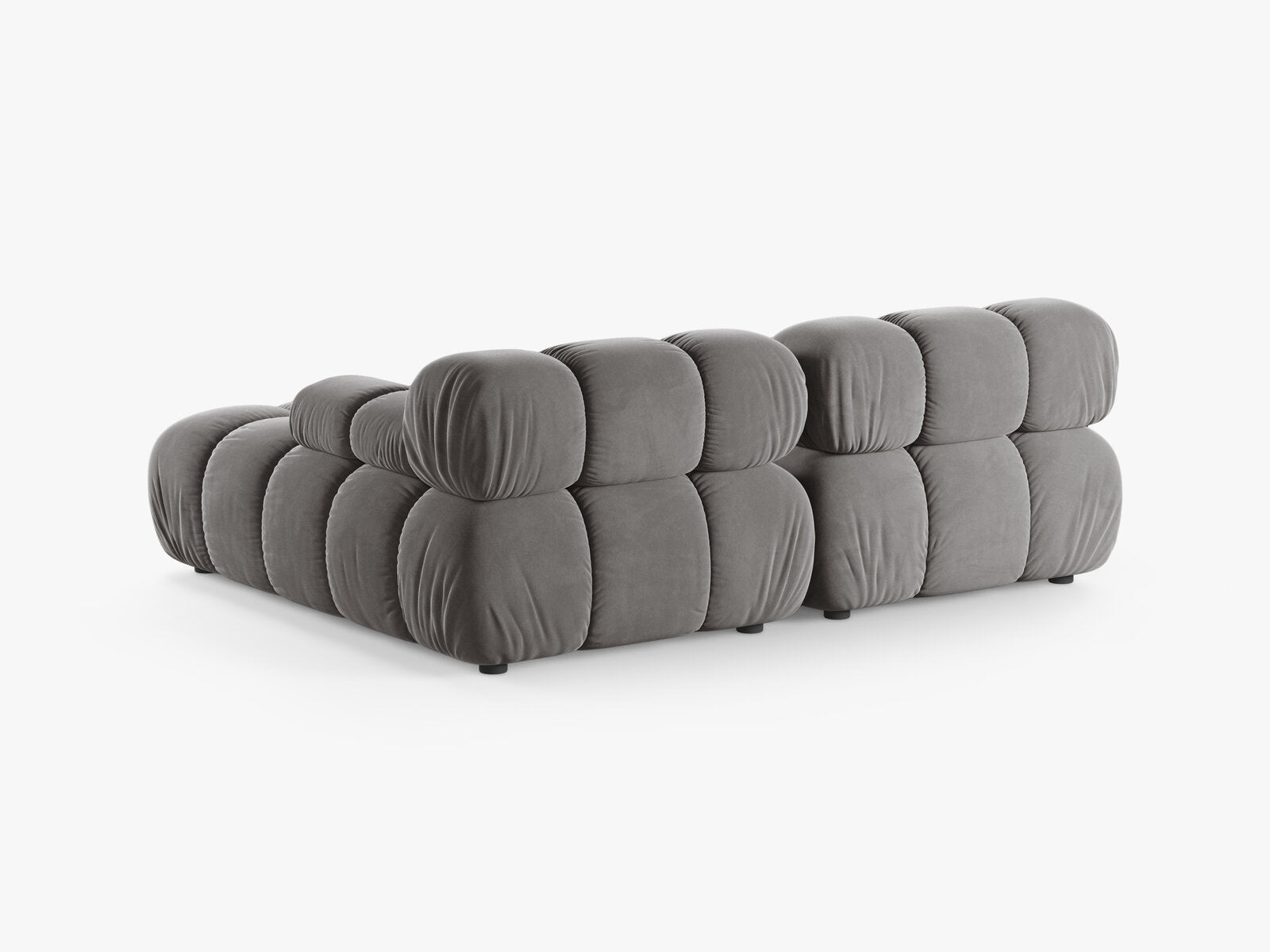 Micadoni Modulares Ecksofa Bellis 3-Sitzer Rechts Samt Bluvel Hellgrau