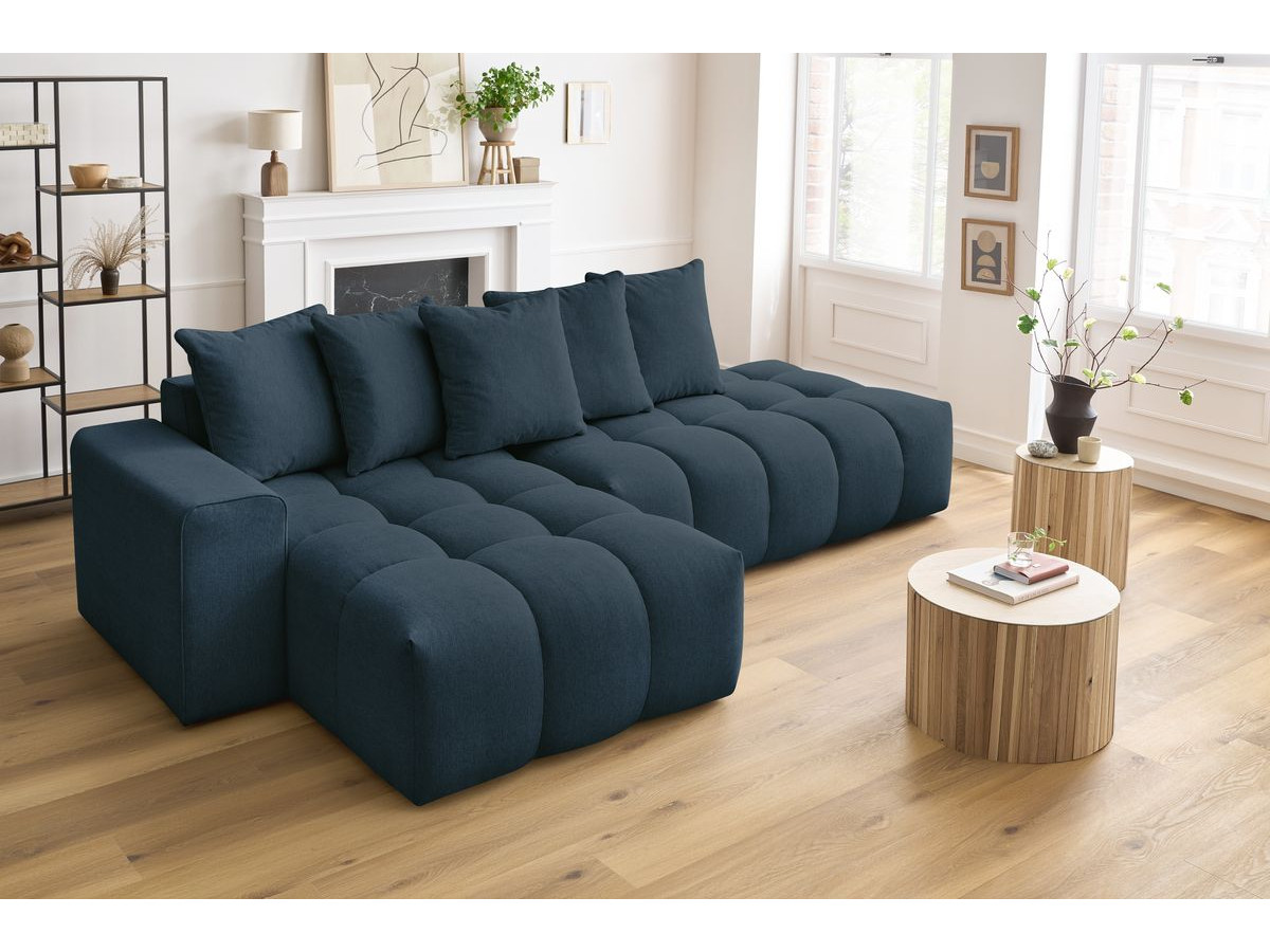 Bobochic Mont-blanc Ecksofa Melange-Stoff Dunkelblau Ecke links