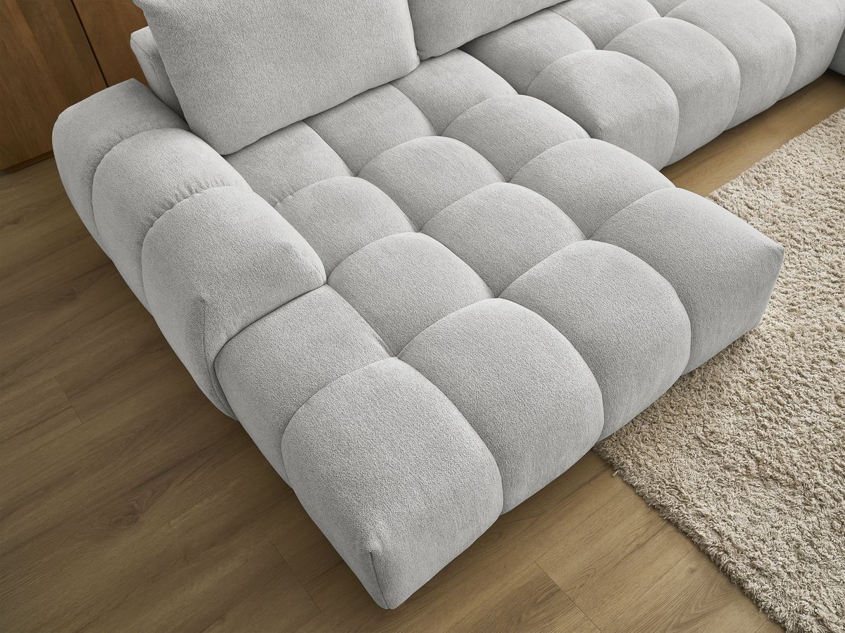 Bobochic Everest Wohnlandschaft, 6 Kissen Melange-Stoff Hellgrau Ecke links