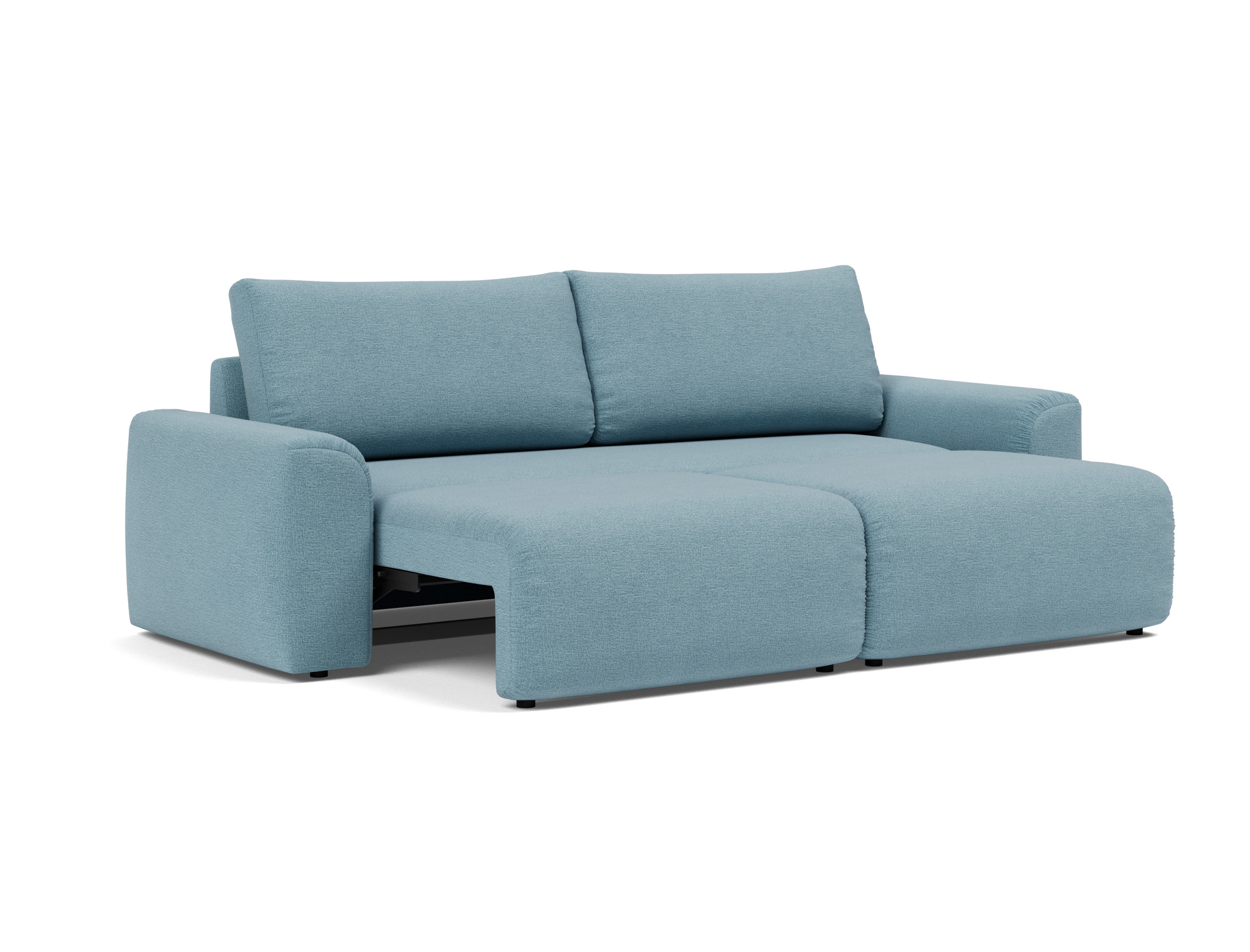 Schlafsofa Norum mit Chunky-Armlehnen Flachgewebe Mixed Dance 525-Light-Blue