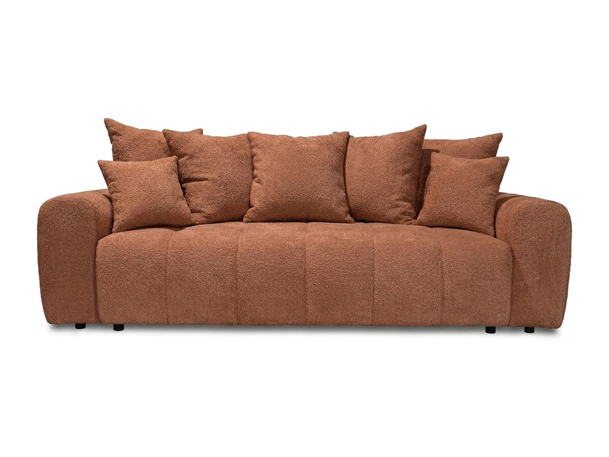 Bobochic Roxelane Schlafsofa 3-Sitzer mit Bettkasten Bouclé-Stoff Orange