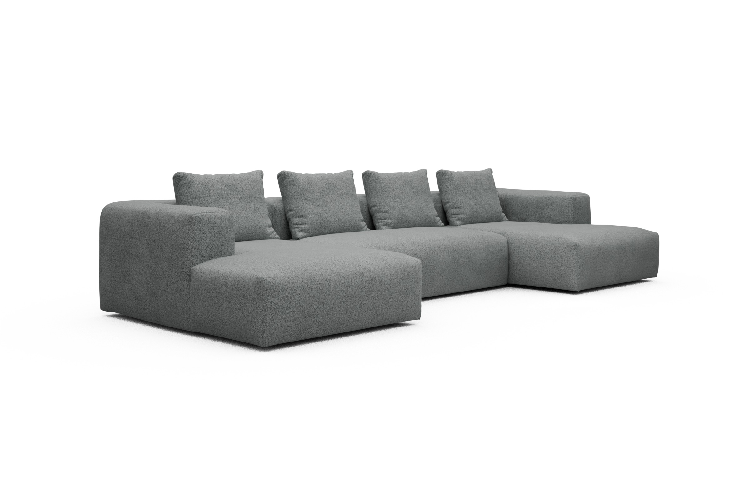 Wohnlandschaft Fred mit 2-Sitzer und Chaiselongue beidseitig Aivi-Gravet-Grey