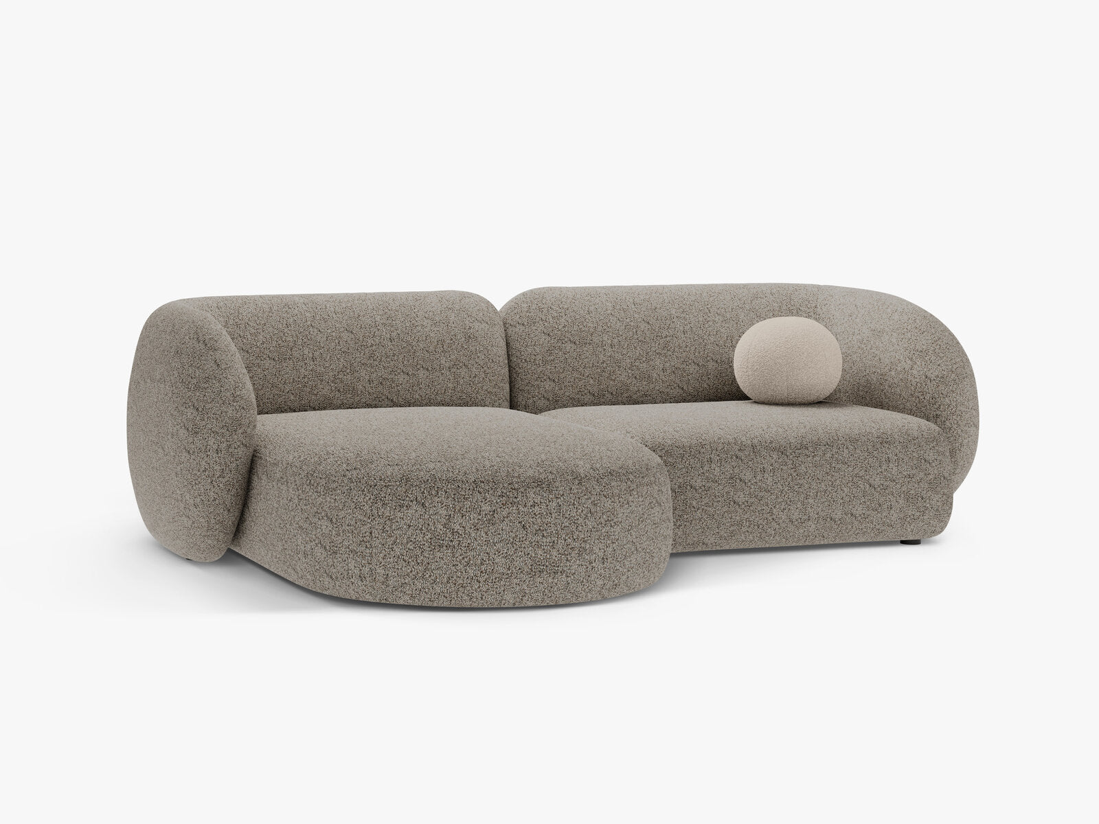 Micadoni Ecksofa Kate 2-Sitzer Links Strukturierter Stoff Puente Beige Melange