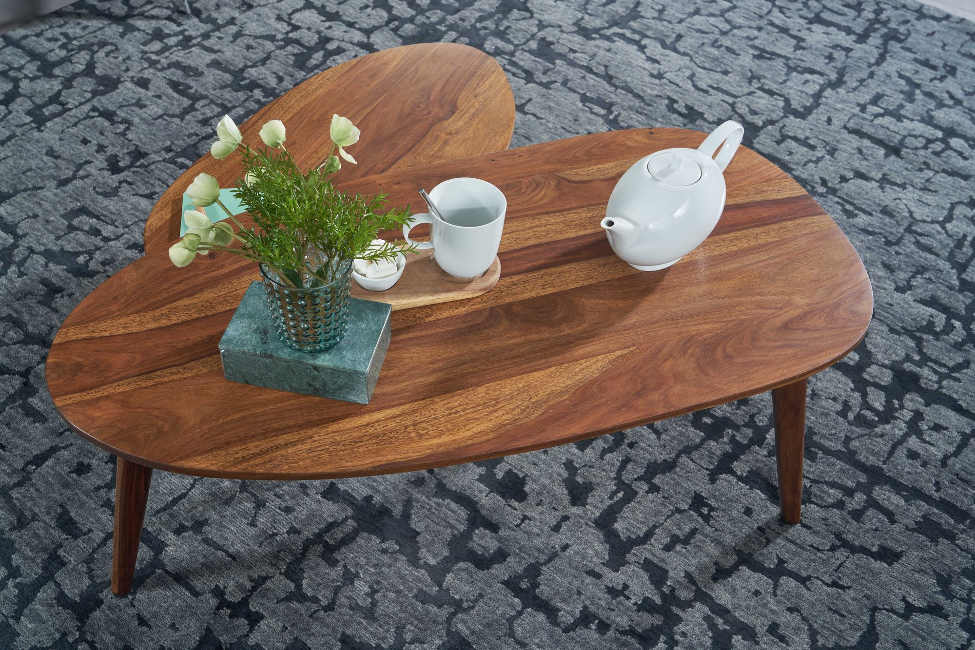 Satztisch 2er-Set Avaldsnes Sheesham Massivholz 100 × 50 × 42 cm