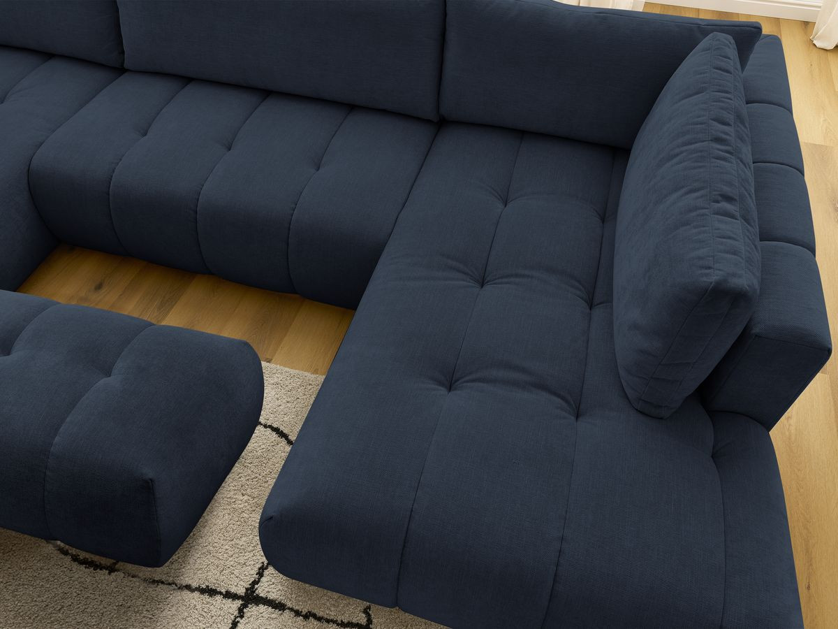Bobochic Fuji Wohnlandschaft mit Pouf Stoff Dunkelblau Ecke links