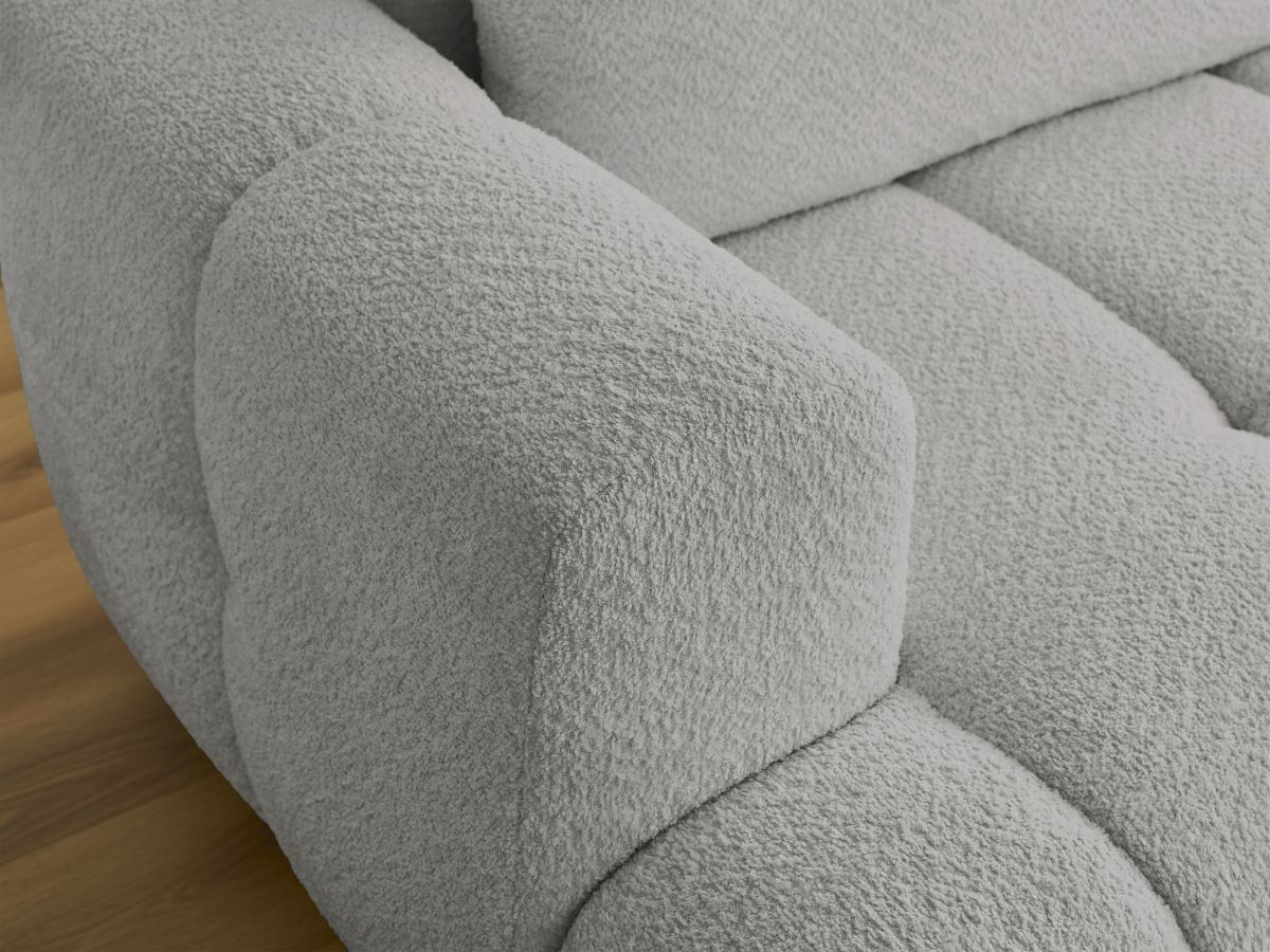 Bobochic Fuji Ecksofa mit Schlaffunktion und Bettkasten 292 × 160 cm Bouclé-Stoff Hellgrau Ecke rechts
