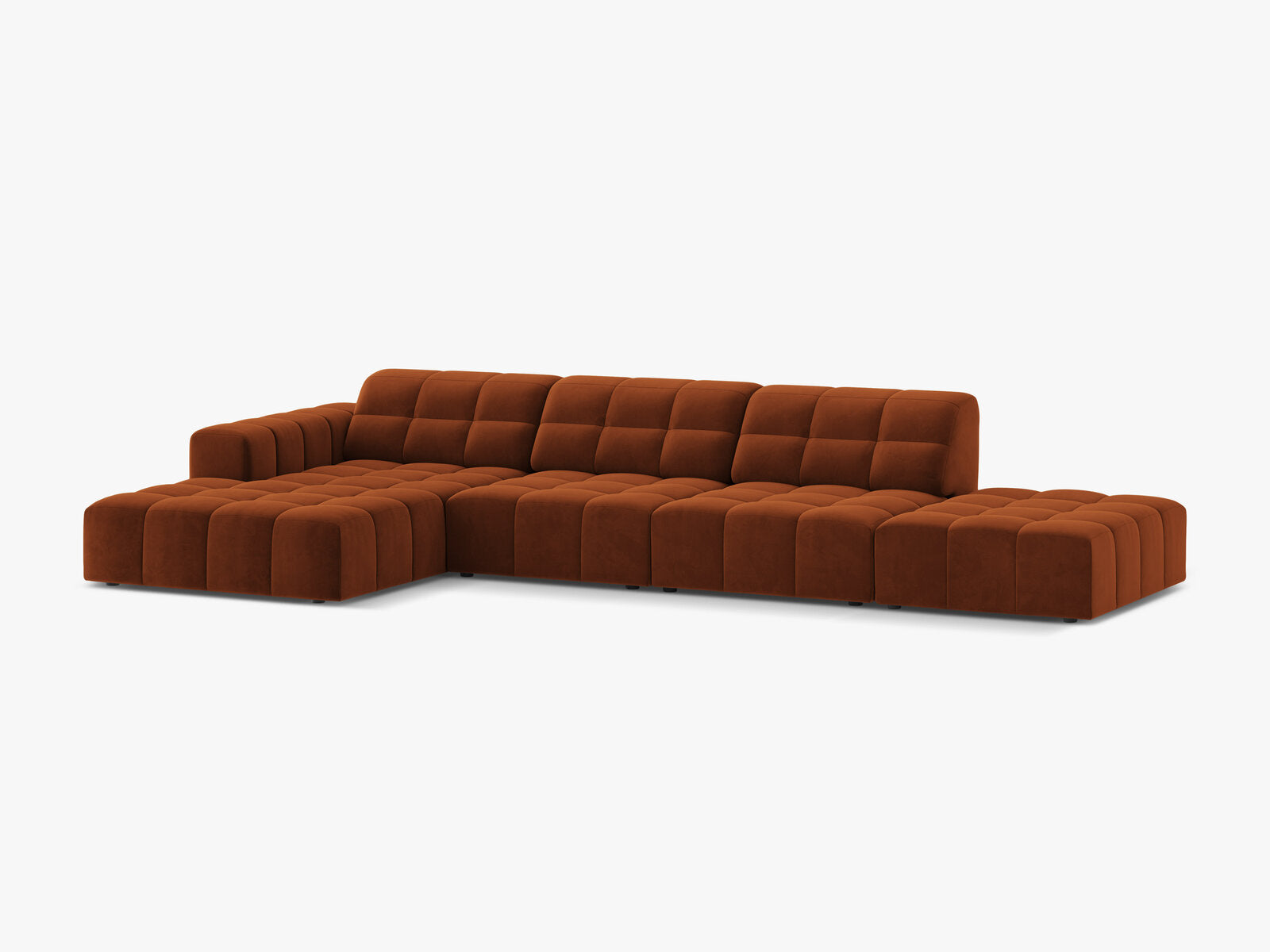 Micadoni Ecksofa Jennifer 5-Sitzer Links Samt Bluvel Terrakotta