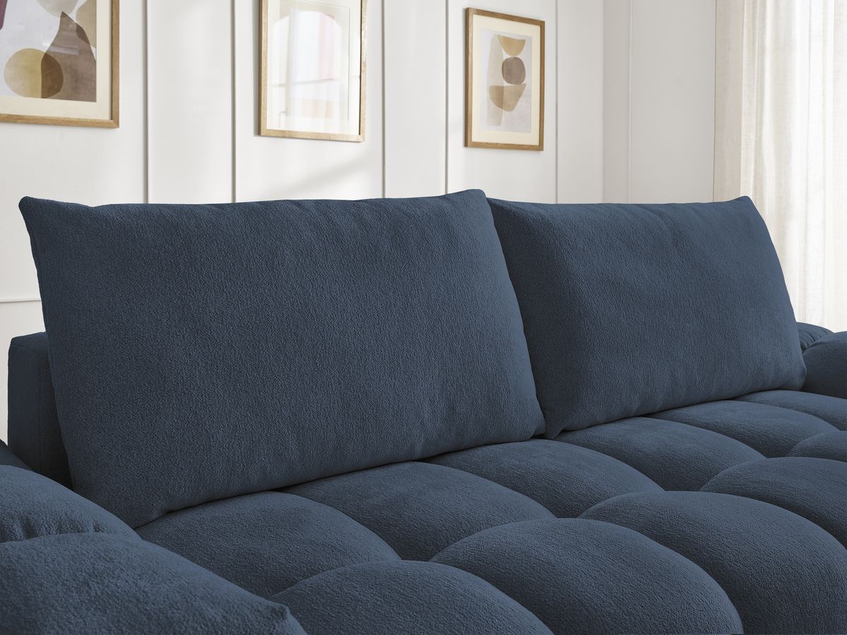 Bobochic Everest Sofa 3-Sitzer, 2 Kissen Melange-Stoff Dunkelblau