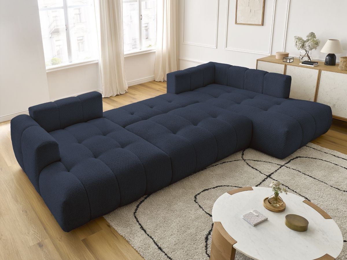 Bobochic Fuji Wohnlandschaft Bouclé-Stoff Dunkelblau Ecke links