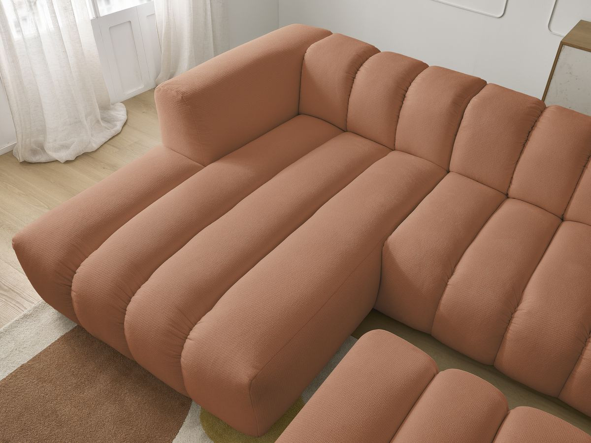 Bobochic Talia Ecksofa mit Pouf Melange-Stoff Orange Ecke links