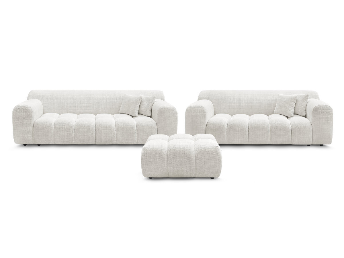 Bobochic Melisse Sofa 5-Sitzer mit Pouf Strukturstoff Weiß