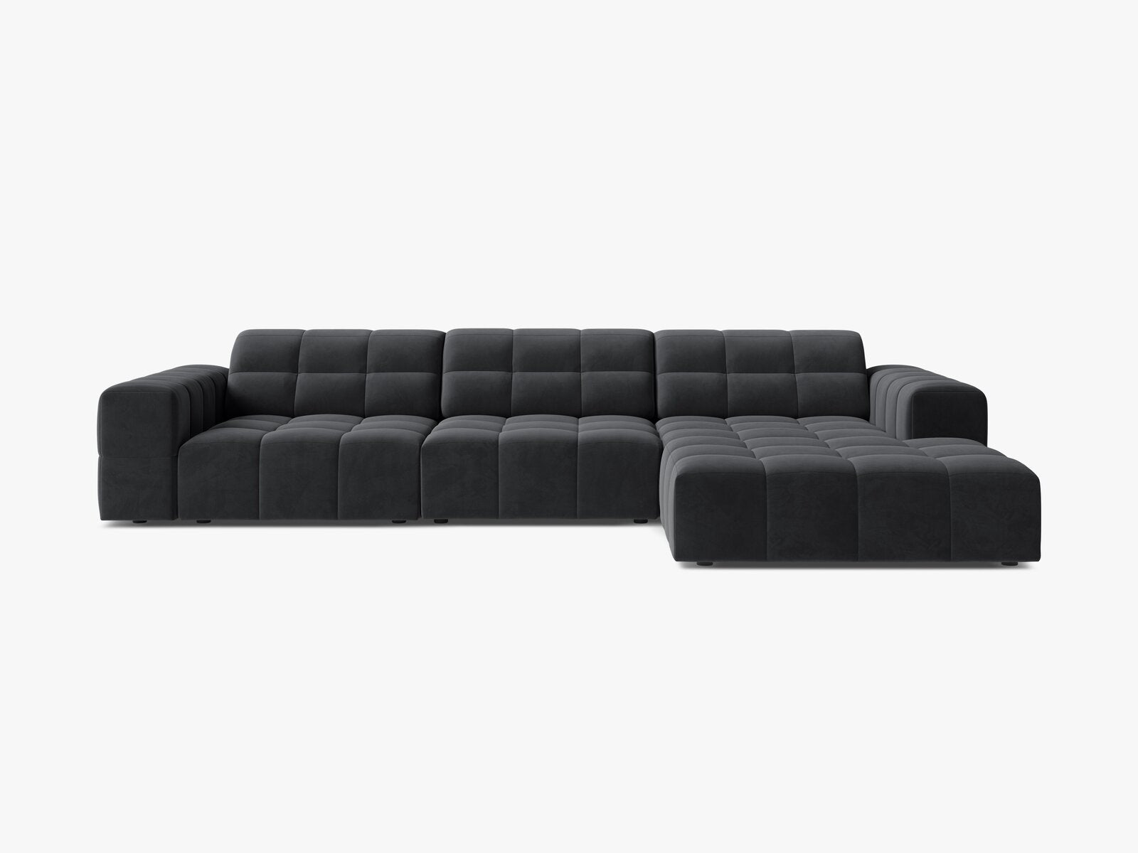 Micadoni Ecksofa Jennifer 4-Sitzer Rechts Samt Bluvel Grau