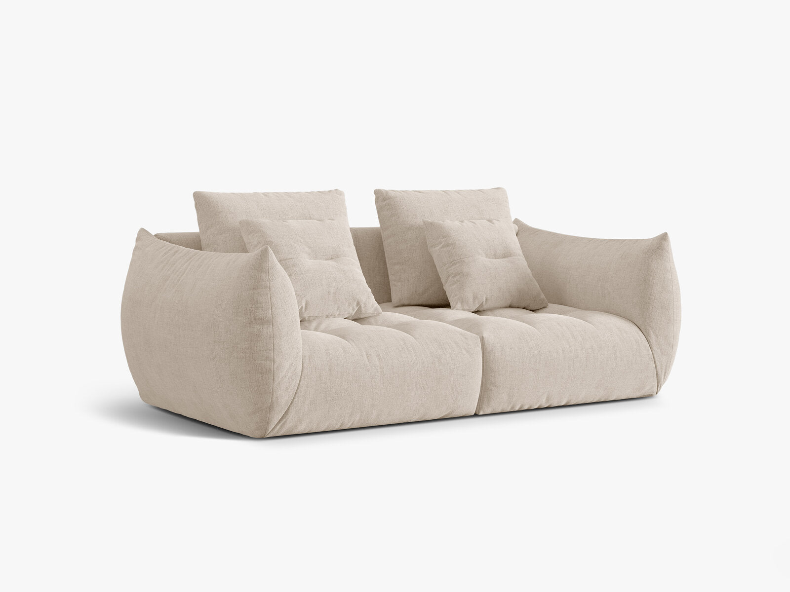 Micadoni Sofa Bloom 3-Sitzer Strukturierter Stoff Wind Helles Beige