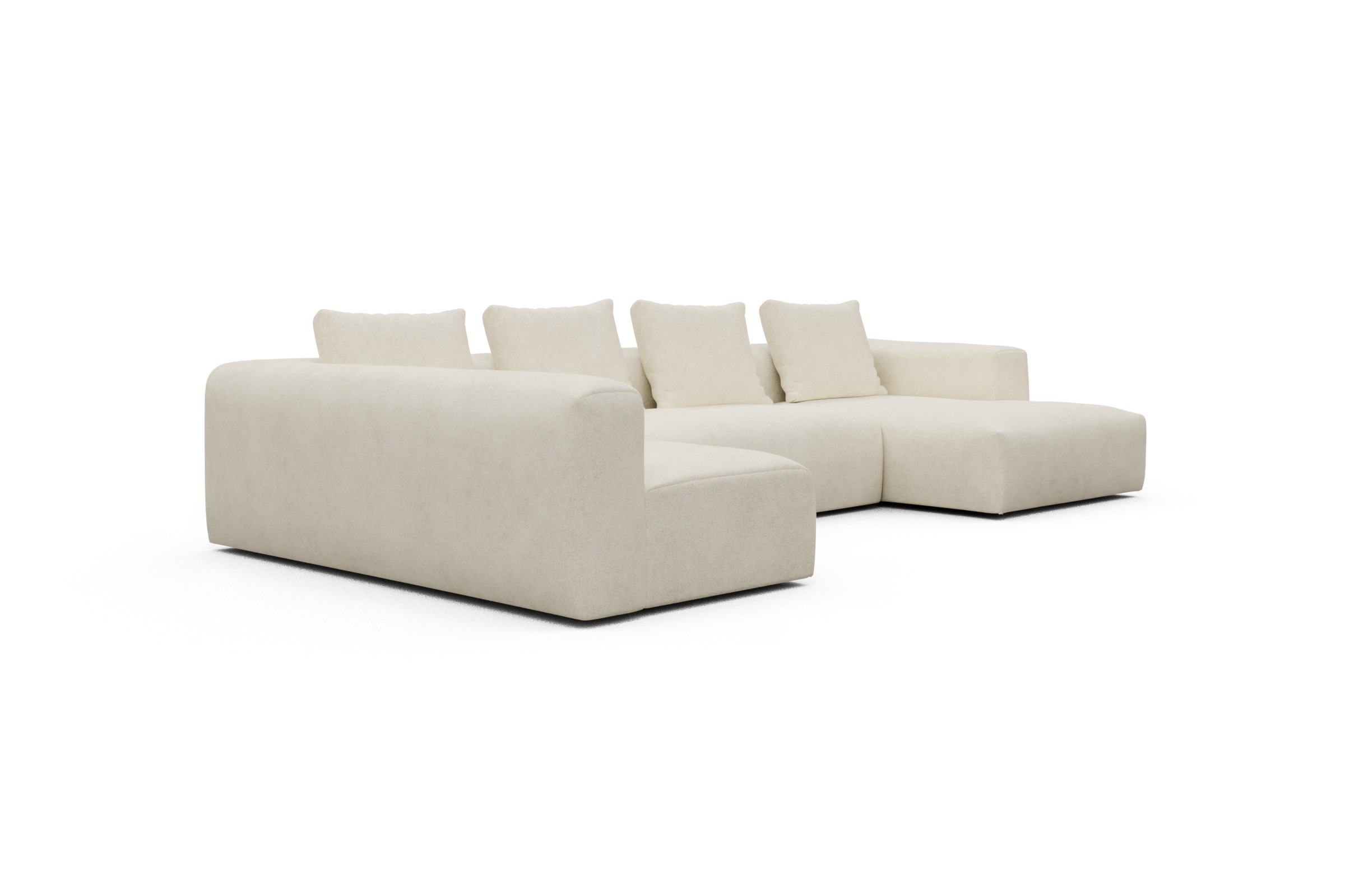 Wohnlandschaft Fred Chaiselongue rechts mit 2-Sitzer und lange Armlehne links Boucle-Off-White
