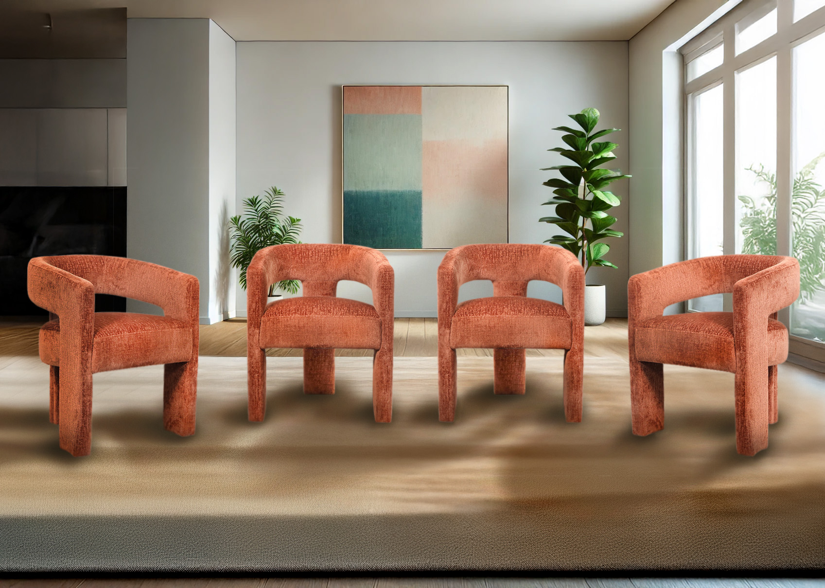 Livin Hill Set Leith: 4× Polsterstuhl Gebrannte Siena