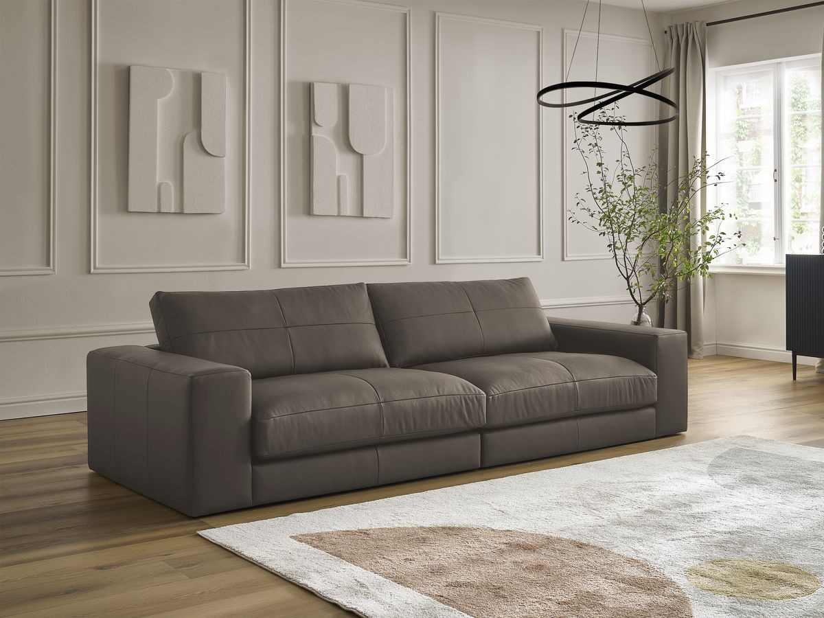 Bobochic Leonard Sofa 3-Sitzer 274 × 109 cm Leder Braun