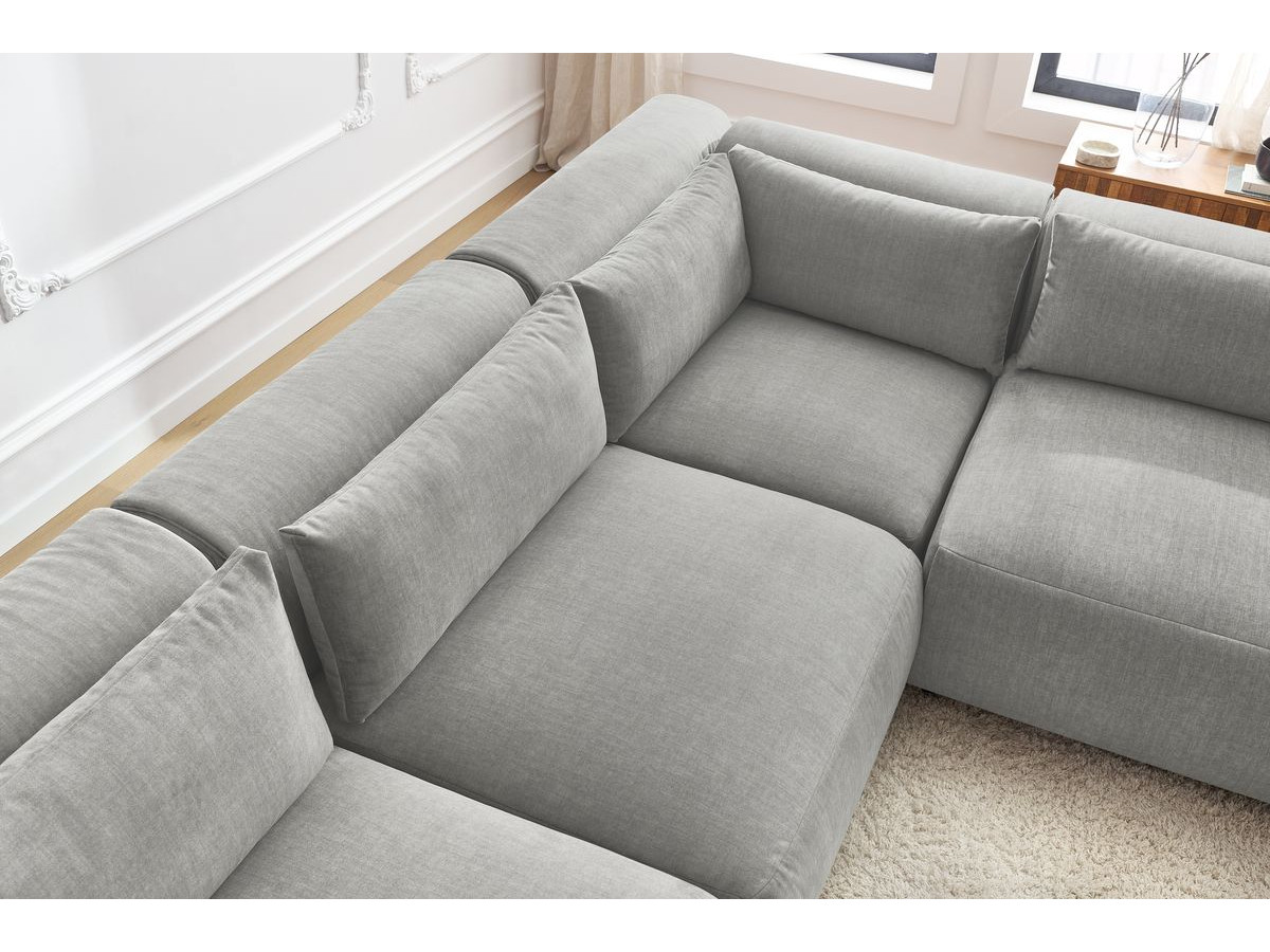 Bobochic Jeanne Ecksofa 299 × 299 cm Samt Hellgrau