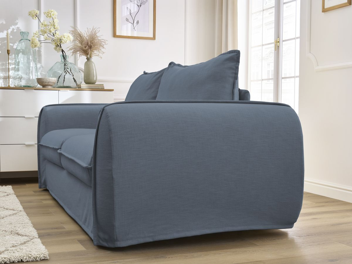 Bobochic Archimede Schlafsofa 3-Sitzer Stoff Dunkelblau, Liegefläche 140 × 194 cm