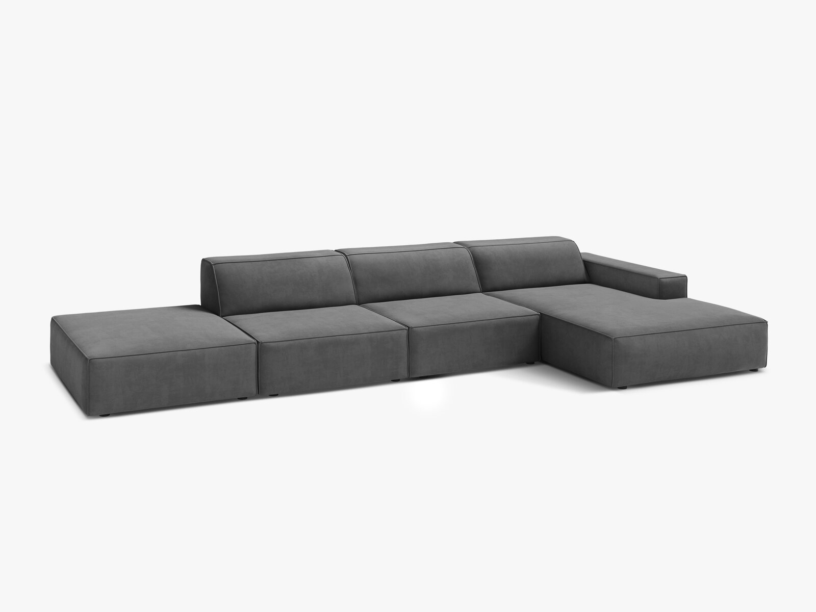 Micadoni Ecksofa Jodie 5-Sitzer Samt Venus Grau Rechts