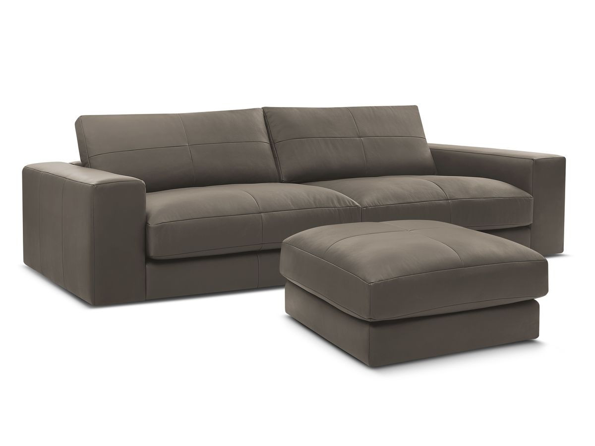 Bobochic Leonard Sofa 4-Sitzer mit Pouf 274 × 109 cm Leder Braun