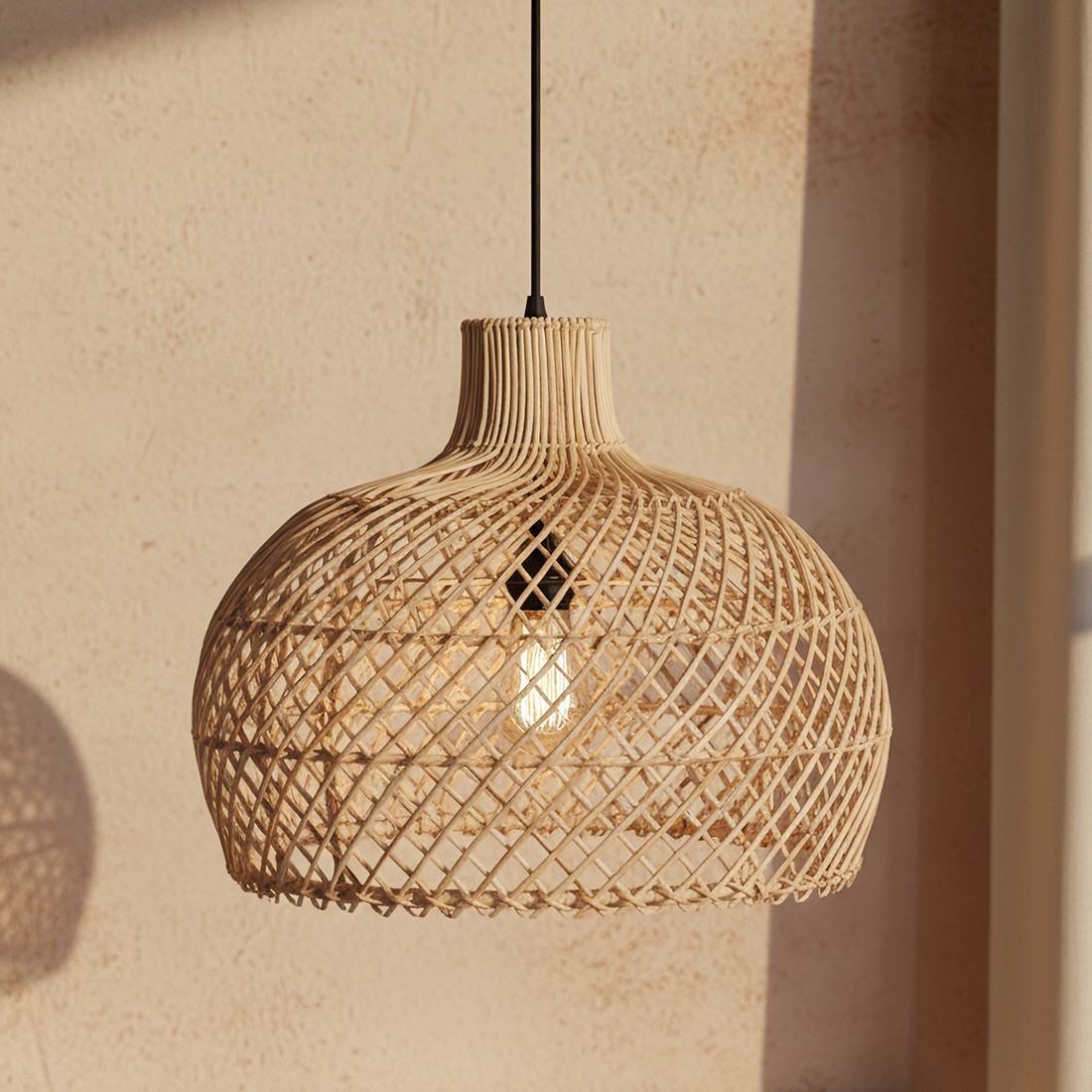 Raw Materials Maze Rattan-Hängelampe natur Ø 42x36cm