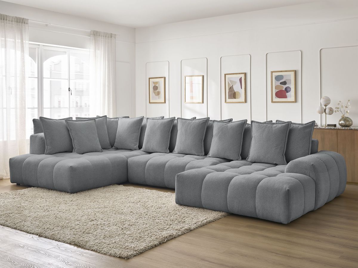 Bobochic Everest Wohnlandschaft, 14 Kissen Melange-Stoff Dunkelgrau Ecke rechts