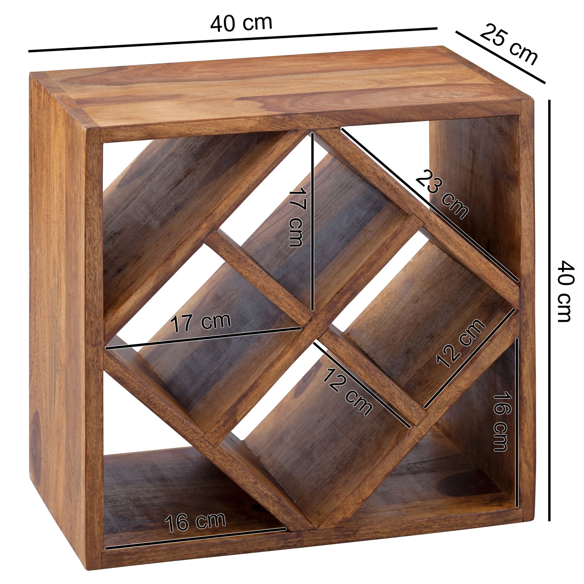 Flaschenregal Glumso Sheesham Massivholz 40 × 25 × 40 cm