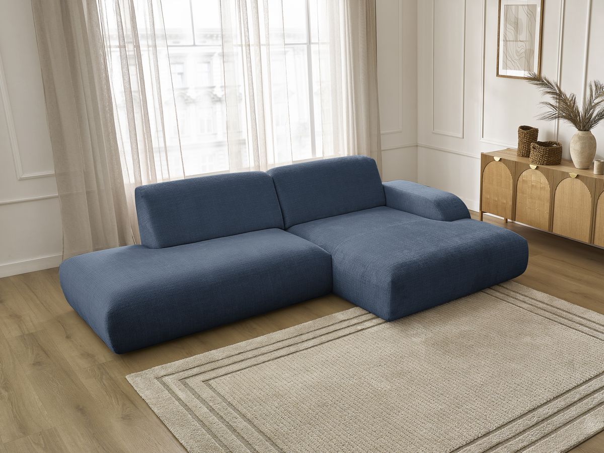 Bobochic Sirius Ecksofa 300 × 170 cm Strukturstoff Dunkelblau Ecke rechts