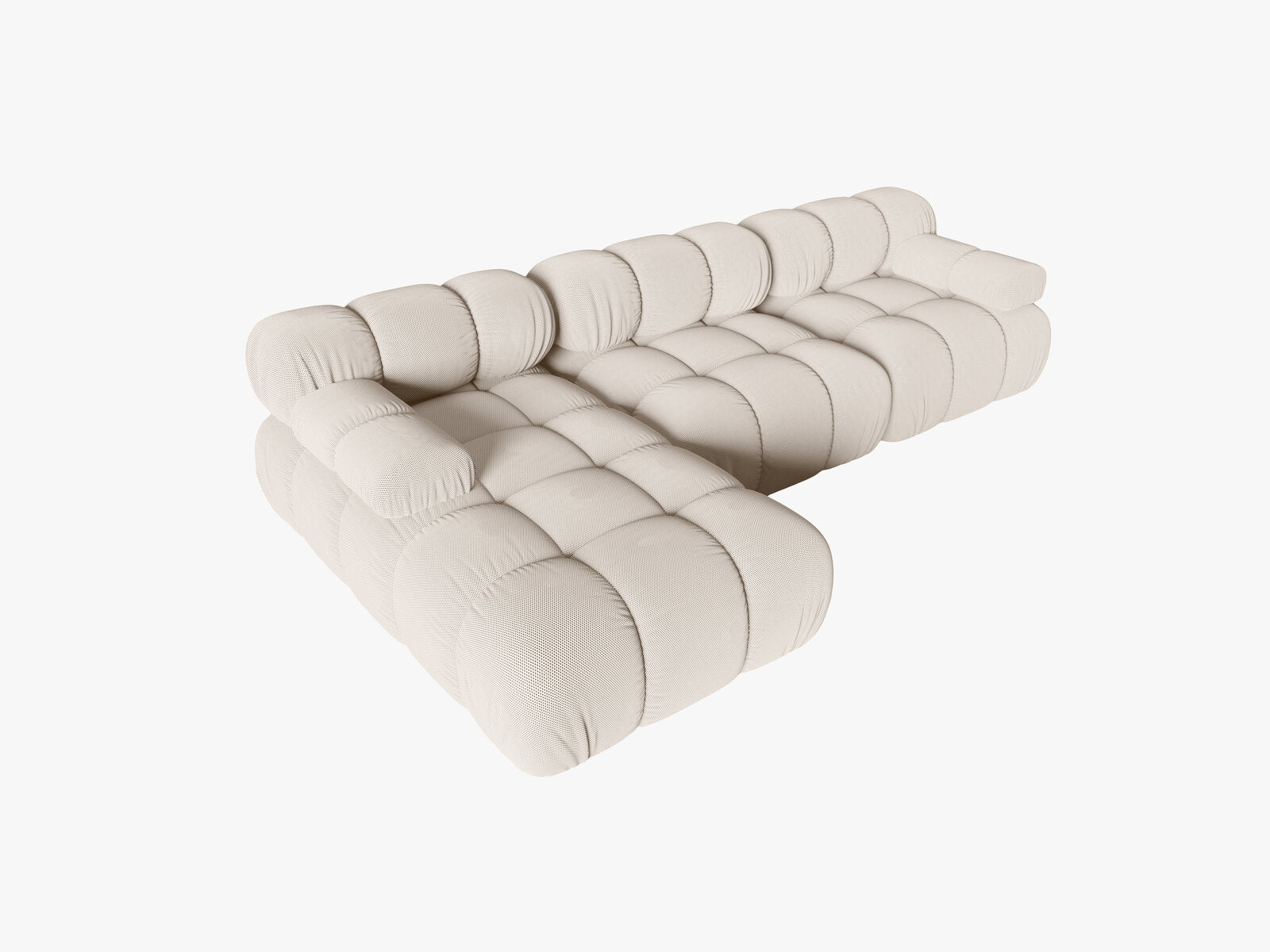 Micadoni Modulares Ecksofa Bellis 4-Sitzer Links 3D-Stoff Sonic Helles Beige