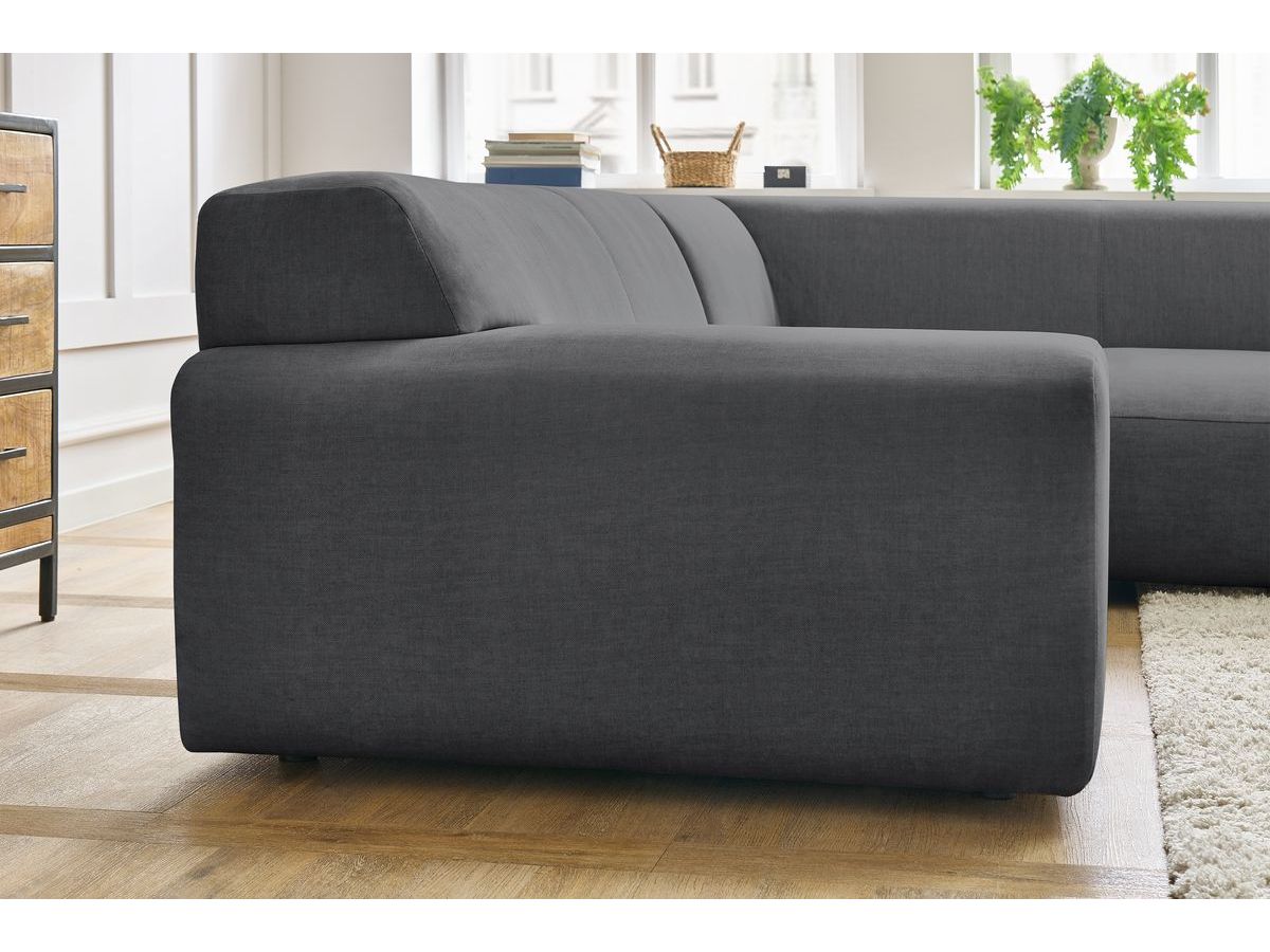Bobochic Lavena Ecksofa 312 × 220 cm Samt Dunkelgrau Ecke rechts