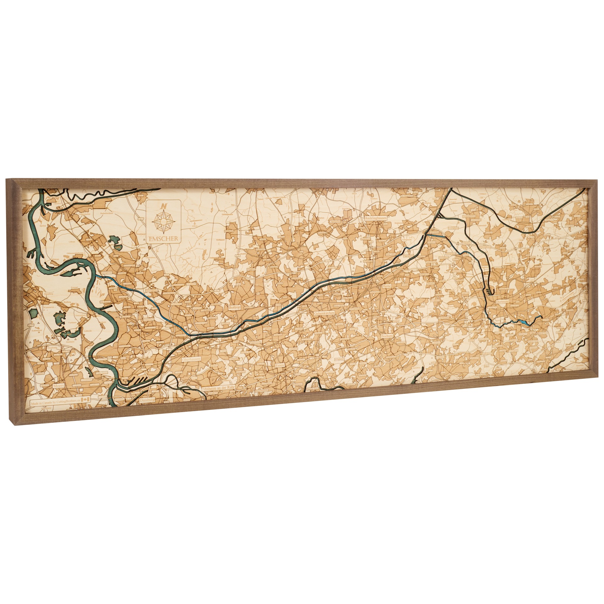 Cutting Brothers 3D Holz-Wandkarte Emscher 122x40.5 cm